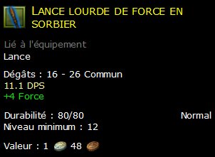 Lance lourde de force en sorbier