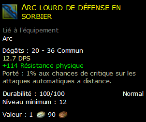 Arc lourd de défense en sorbier