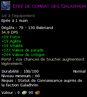 Epée de combat des Galadhrim