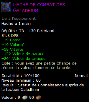 Hache de combat des Galadhrim