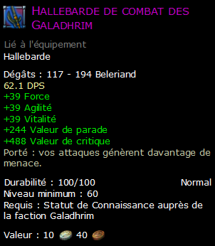 Hallebarde de combat des Galadhrim