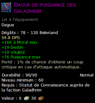 Dague de puissance des Galadhrim