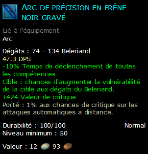 Arc de précision en frêne noir gravé