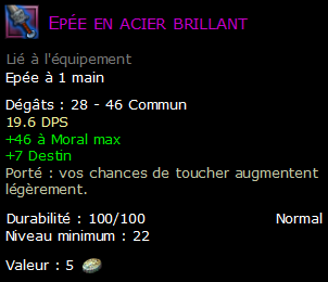 Epée en acier brillant