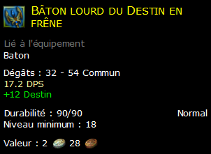 Bâton lourd du Destin en frêne