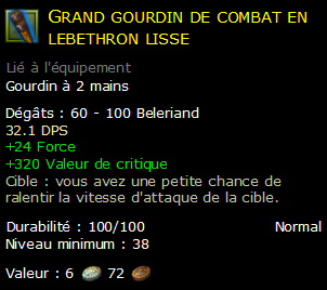 Grand gourdin de combat en lebethron lisse