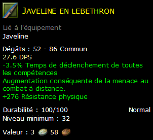 Javeline en lebethron