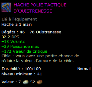 Hache polie tactique d'Ouistrenesse