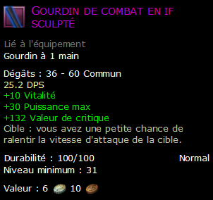 Gourdin de combat en if sculpté