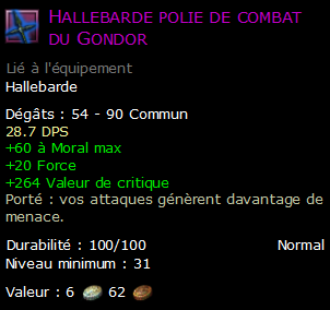 Hallebarde polie de combat du Gondor