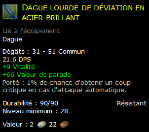 Dague lourde de déviation en acier brillant