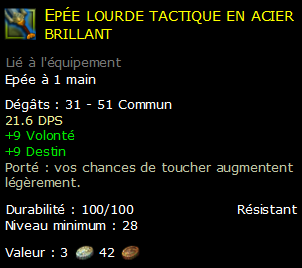 Epée lourde tactique en acier brillant