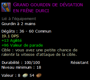 Grand gourdin de déviation en frêne durci