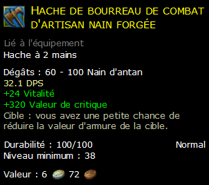 Hache de bourreau de combat d'artisan nain forgée