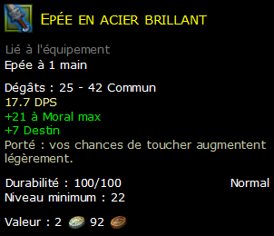 Epée en acier brillant