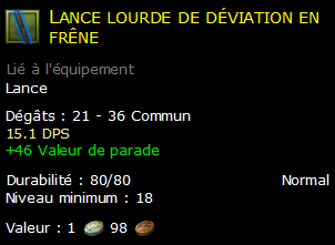 Lance lourde de déviation en frêne