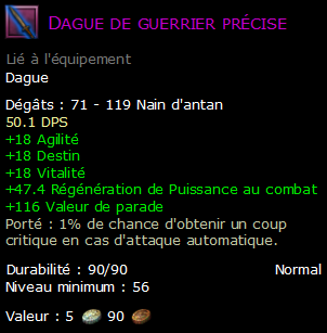 Dague de guerrier précise