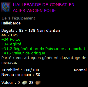 Hallebarde de combat en acier ancien polie