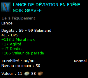 Lance de déviation en frêne noir gravée