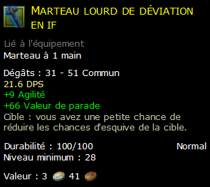 Marteau lourd de déviation en if