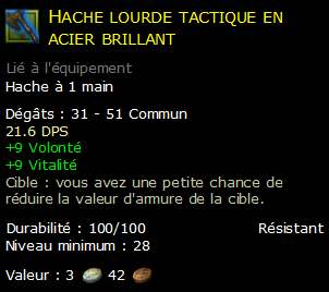 Hache lourde tactique en acier brillant