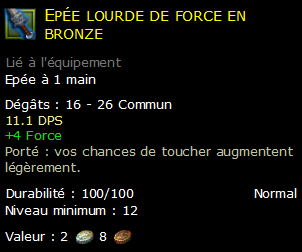 Epée lourde de force en bronze