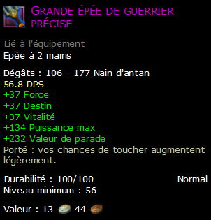 Grande épée de guerrier précise