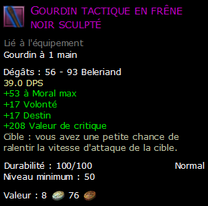 Gourdin tactique en frêne noir sculpté