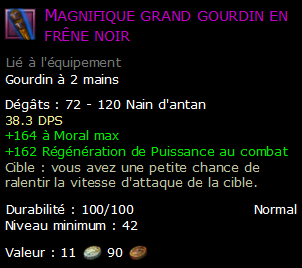 Magnifique grand gourdin en frêne noir