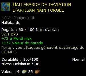 Hallebarde de déviation d'artisan nain forgée