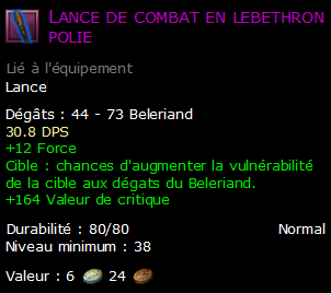 Lance de combat en lebethron polie