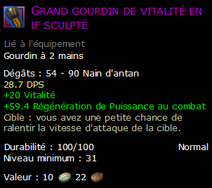 Grand gourdin de vitalité en if sculpté