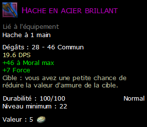 Hache en acier brillant