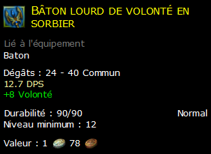 Bâton lourd de volonté en sorbier