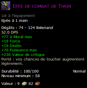 Epée de combat de Thain