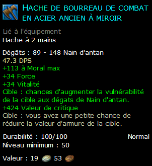 Hache de bourreau de combat en acier ancien à miroir