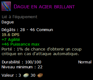 Dague en acier brillant