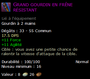 Grand gourdin en frêne résistant