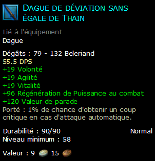 Dague de déviation sans égale de Thain