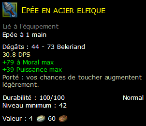 Epée en acier elfique