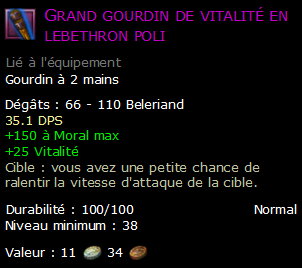 Grand gourdin de vitalité en lebethron poli