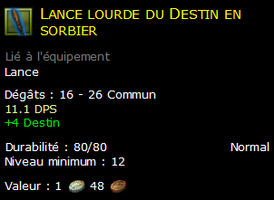 Lance lourde du Destin en sorbier