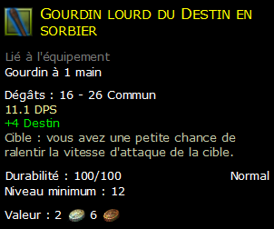 Gourdin lourd du Destin en sorbier