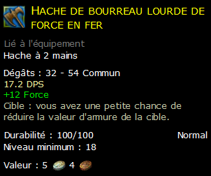 Hache de bourreau lourde de force en fer