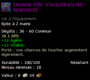 Grande épée d'agilité en fer renforcée