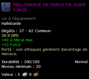 Hallebarde de force en acier forgé