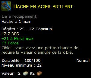 Hache en acier brillant