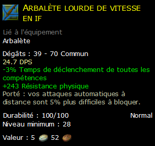 Arbalète lourde de vitesse en if