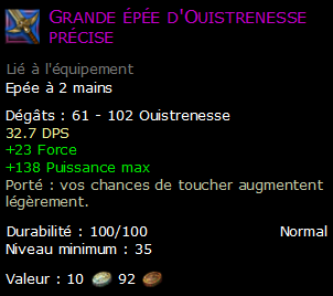 Grande épée d'Ouistrenesse précise