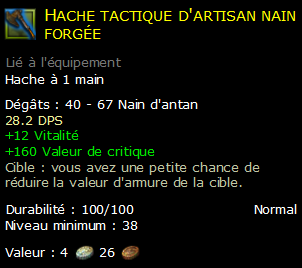 Hache tactique d'artisan nain forgée